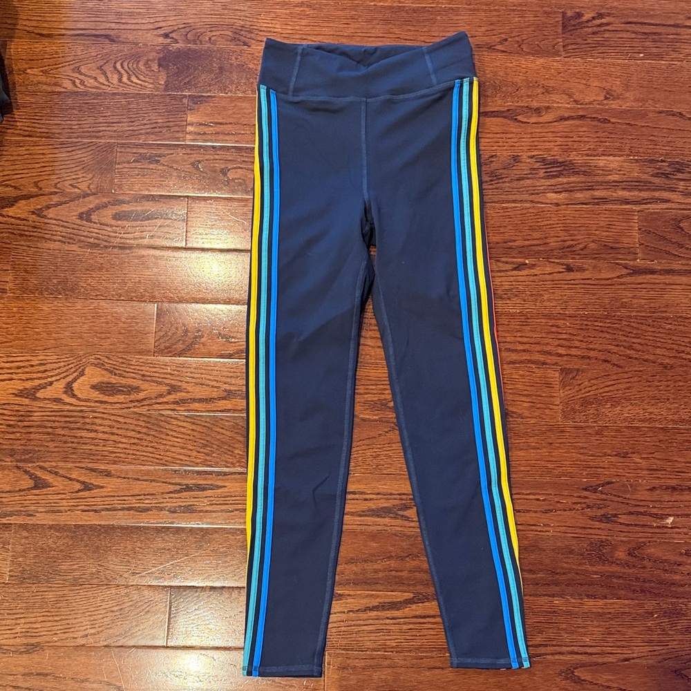 Biden women’s  Navy Leggings with rainbow stripes size 6